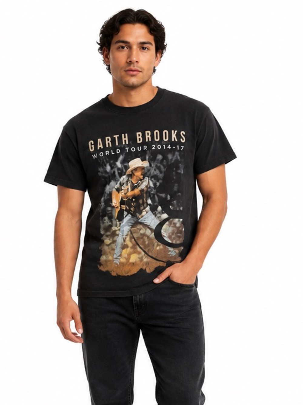 Garth Brooks World Tour 2014-17 Concert T-Shirt Black Graphic Tee Men’s M